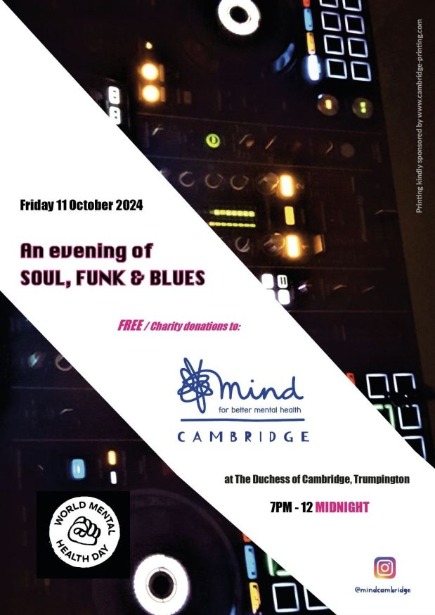 Soul, funk & blues for Mind&nbsp;Cambridge